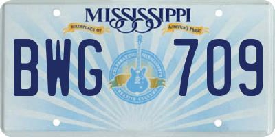 MS license plate BWG709