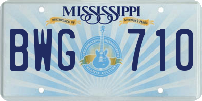 MS license plate BWG710