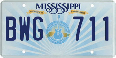 MS license plate BWG711