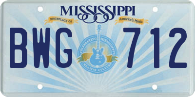 MS license plate BWG712