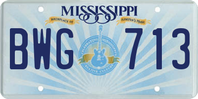 MS license plate BWG713
