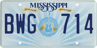 MS license plate BWG714
