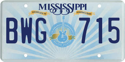 MS license plate BWG715