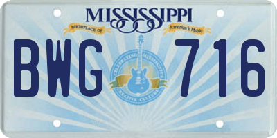 MS license plate BWG716