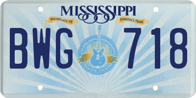 MS license plate BWG718