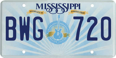 MS license plate BWG720