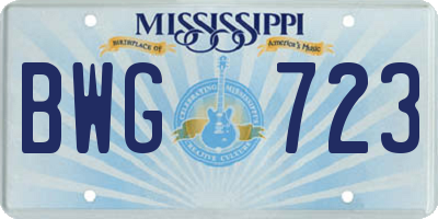MS license plate BWG723