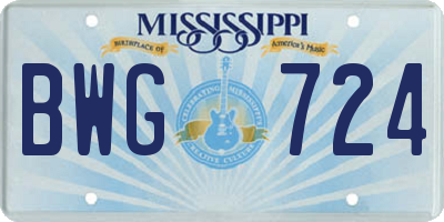 MS license plate BWG724