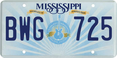 MS license plate BWG725