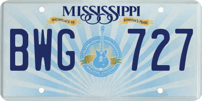 MS license plate BWG727