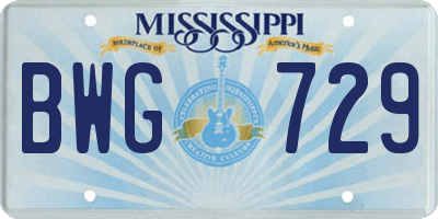 MS license plate BWG729
