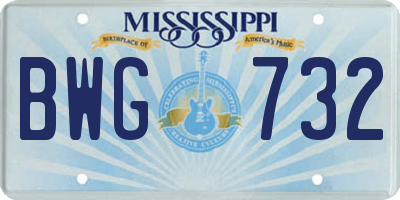 MS license plate BWG732