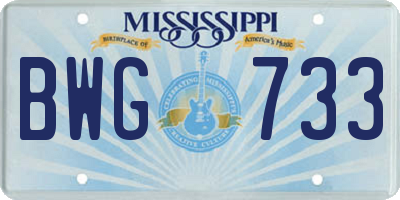 MS license plate BWG733