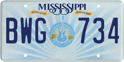MS license plate BWG734