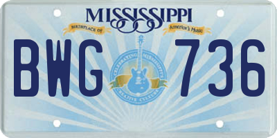 MS license plate BWG736