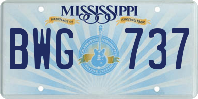 MS license plate BWG737