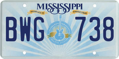 MS license plate BWG738