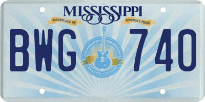 MS license plate BWG740