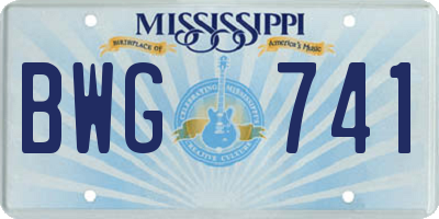 MS license plate BWG741