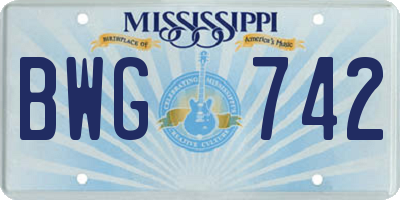 MS license plate BWG742