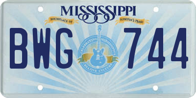 MS license plate BWG744