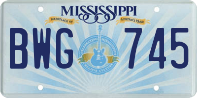 MS license plate BWG745
