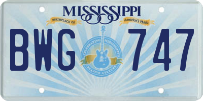MS license plate BWG747