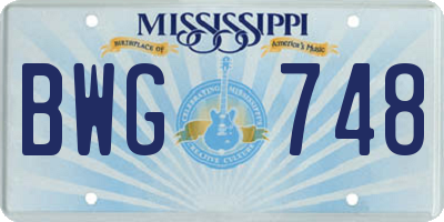 MS license plate BWG748
