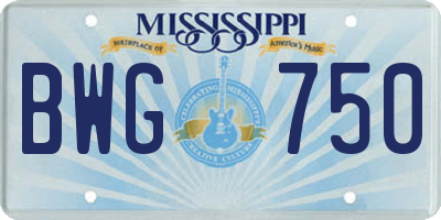 MS license plate BWG750