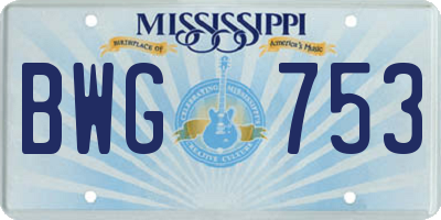 MS license plate BWG753
