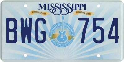 MS license plate BWG754