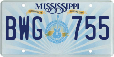 MS license plate BWG755