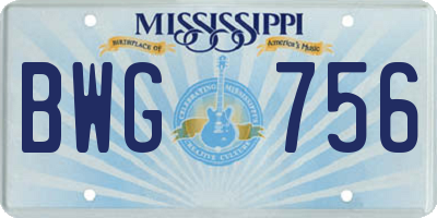 MS license plate BWG756