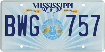 MS license plate BWG757