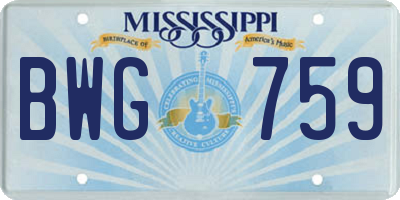 MS license plate BWG759