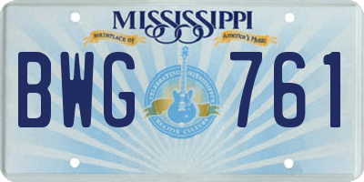 MS license plate BWG761
