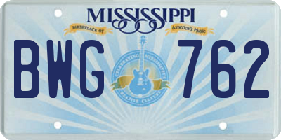 MS license plate BWG762