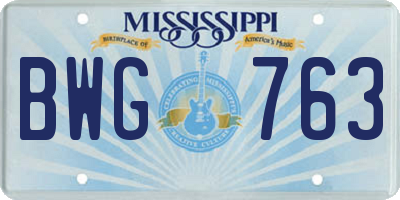 MS license plate BWG763