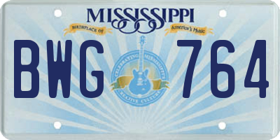 MS license plate BWG764