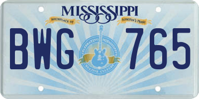 MS license plate BWG765