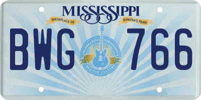 MS license plate BWG766