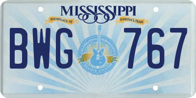 MS license plate BWG767