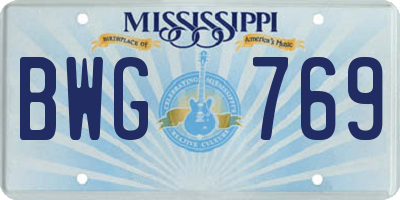 MS license plate BWG769