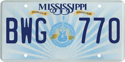 MS license plate BWG770