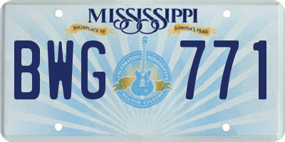 MS license plate BWG771
