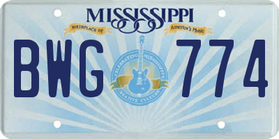 MS license plate BWG774