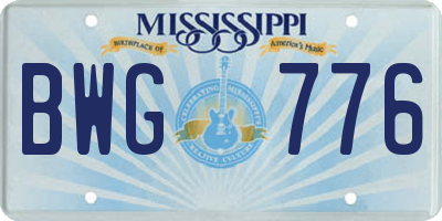 MS license plate BWG776