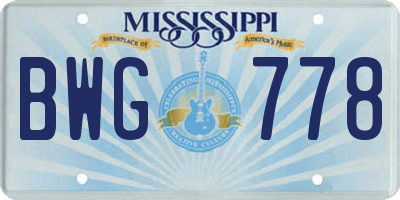 MS license plate BWG778