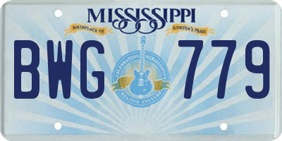 MS license plate BWG779