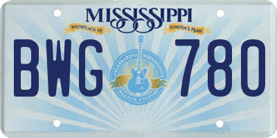MS license plate BWG780